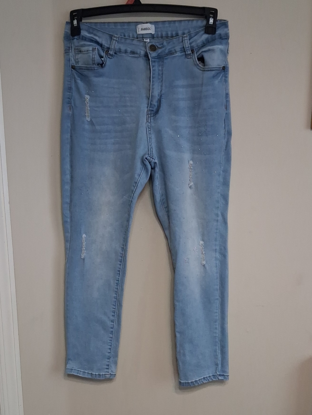 BAMBOO Light Blue Women’s Skinny Jeans with Subtle Distress